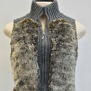 Guess cable-knit faux fur trimmed vest. NWOT
